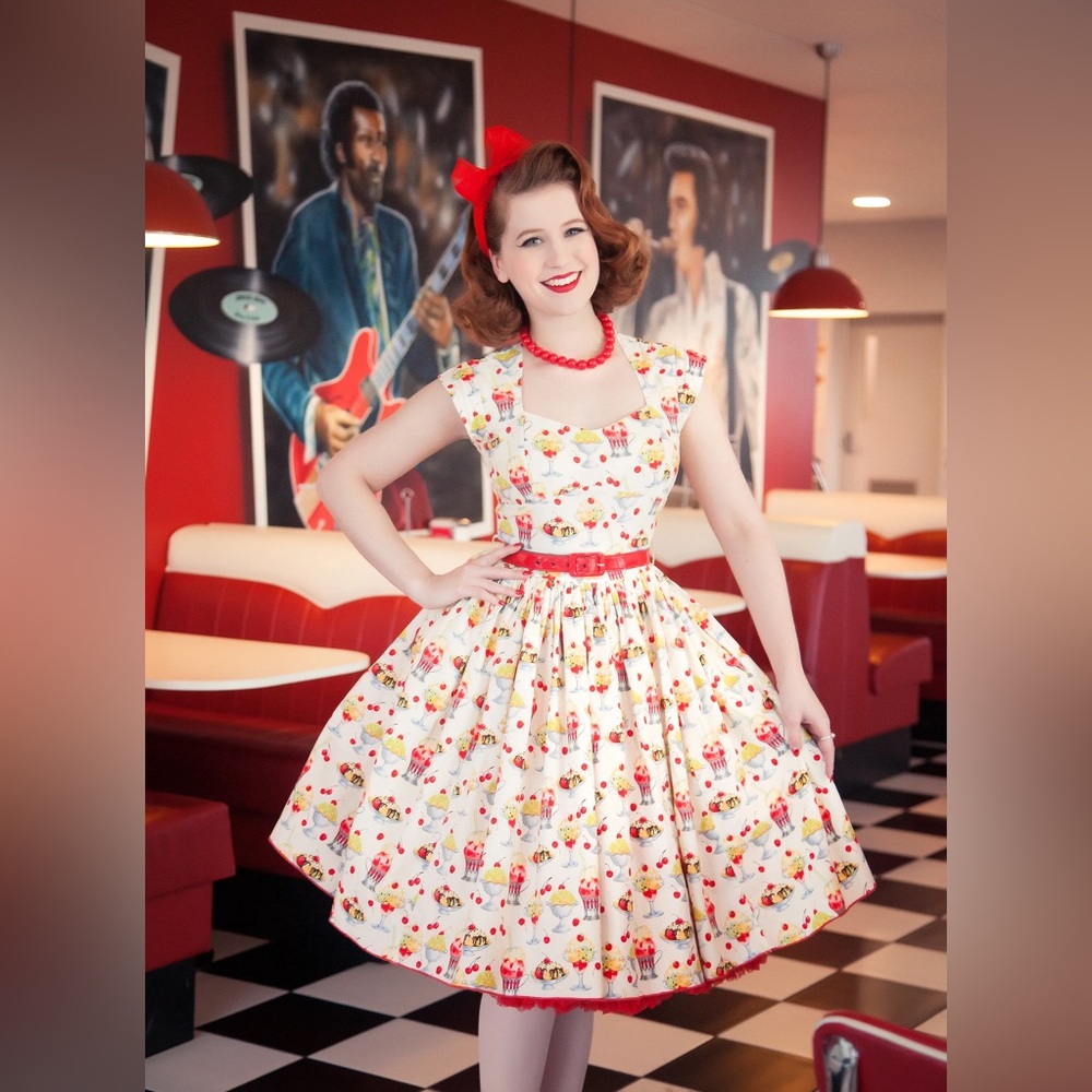 Bernie Dexter Veronique Sundae Ice Cream Novelty Pinup Vintage ModCloth Dress